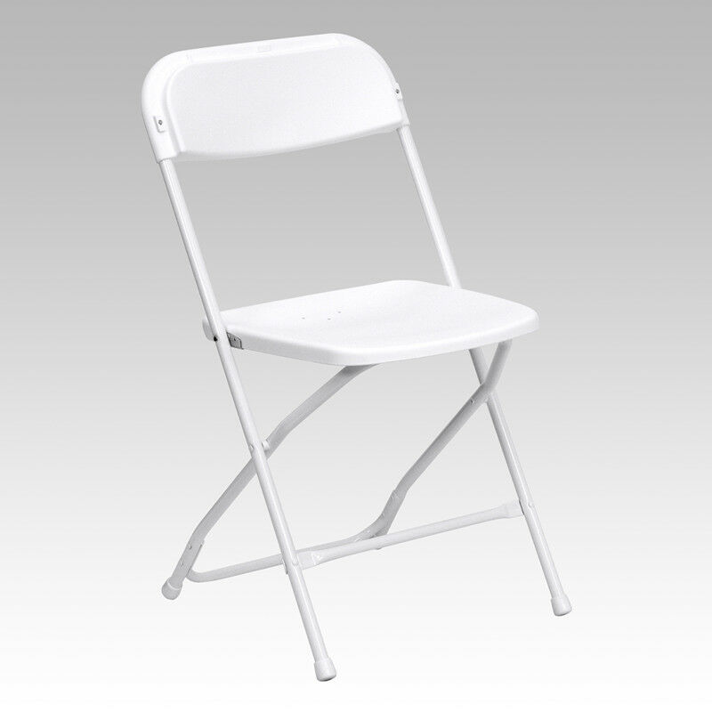 (10 Pack) 650 Lbs Weight Capacity Commercial Quality White Plastic Folding Chair