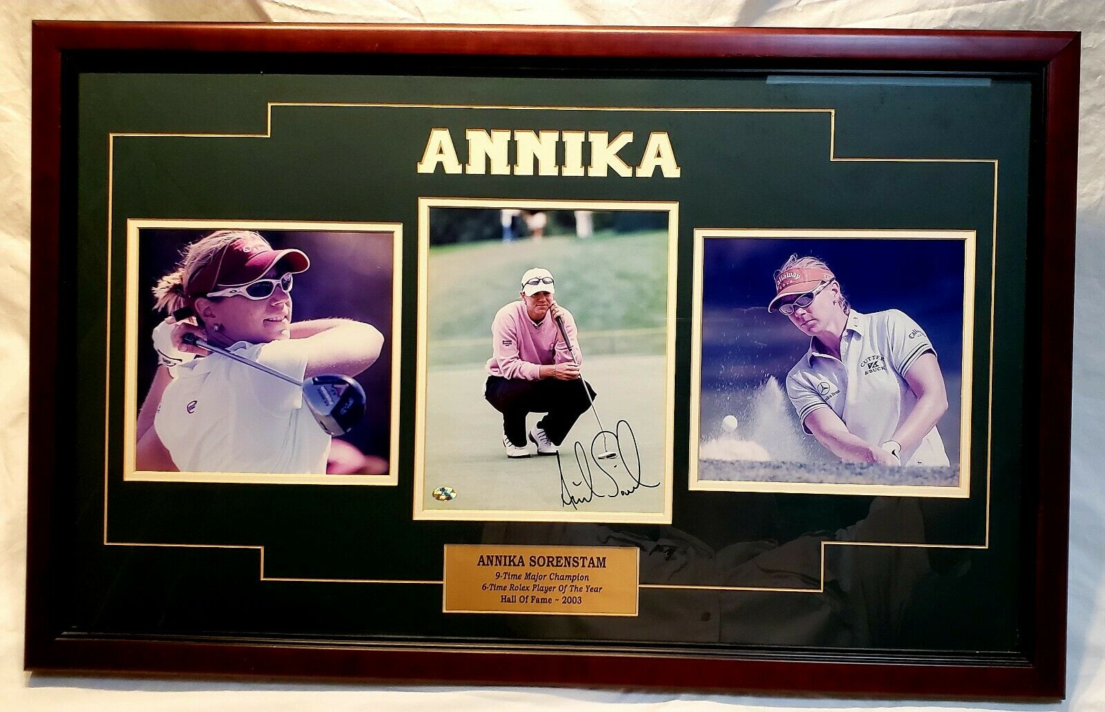 Annika Sorenstam Stacks Of Plaques Autographed W/ Coa Pro-framed Lpga Pga Golf