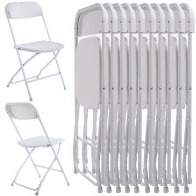New Commercial White Plastic Folding Chairs Stackable Picnic Party (set Of 10)