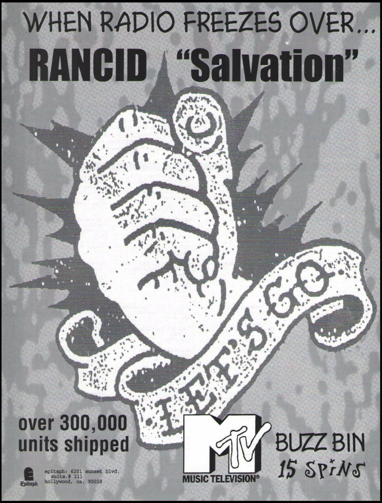 Rancid 1996 Salvation Let's Go Ad 8 X 11 Mtv Buzz Bin Advertisement Print