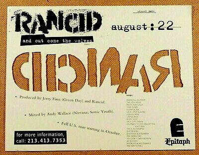 Rancid And Out Come The Wolves Pre-release Promo Stencil Poster For 1995 Lp Cd