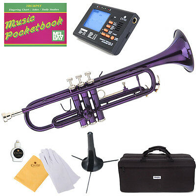 Mendini Bb Trumpet Purple Lacquered Student Band +tuner+case+carekit ~mtt-pl