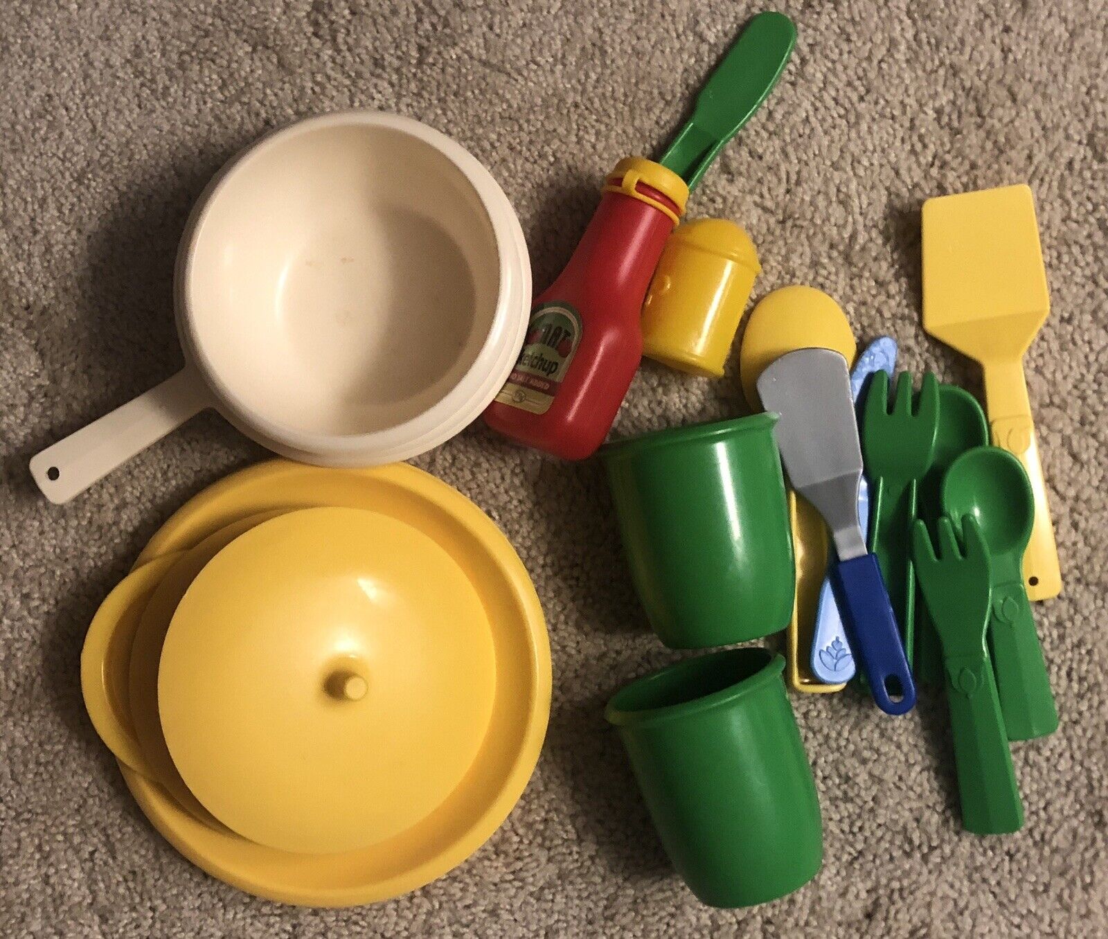 Little Tikes Play Plates Dishes Silverware 1984 Cups Mixed Lot Pan
