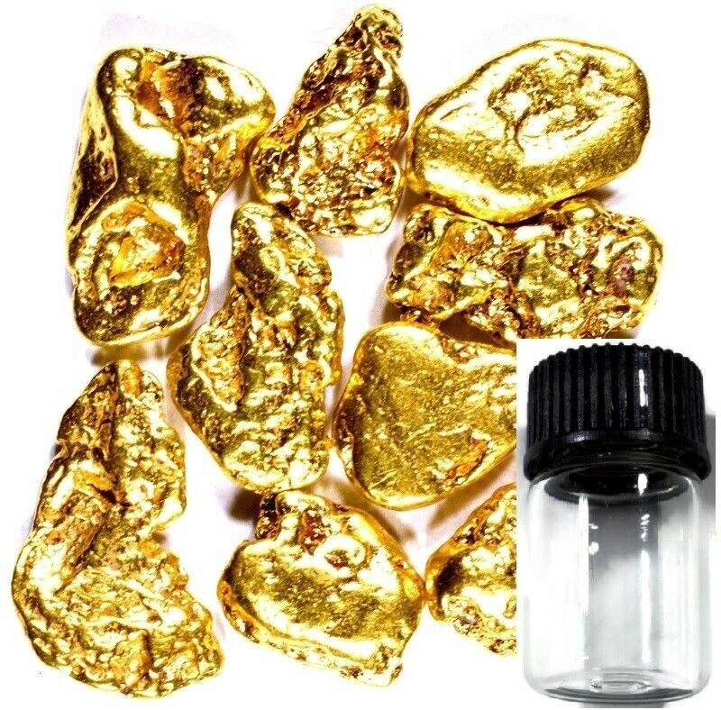 50 Piece Alaskan Natural Pure Gold Nuggets With Bottle Free Shipping (#b250)