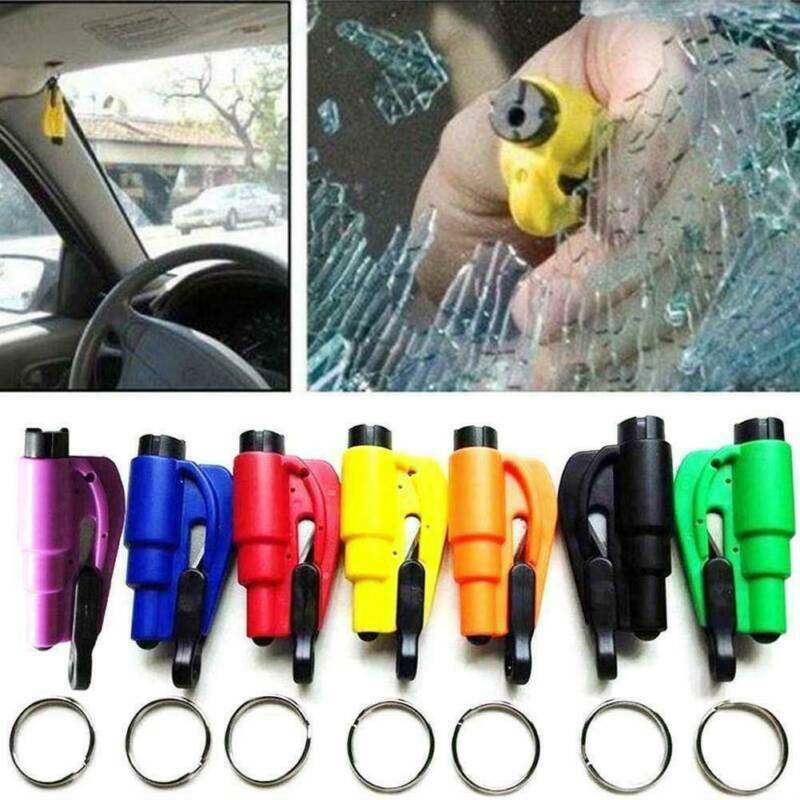3 In1 Glass Hammer Car Breaker Tool Emergency Window Seat Belt Cutter Key Chain