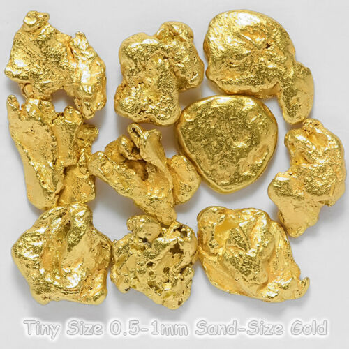 10 Pcs Alaska Natural Gold - Tiny Size 0.5-1mm Sand-size -tvs Gold Rush (#.5-1)
