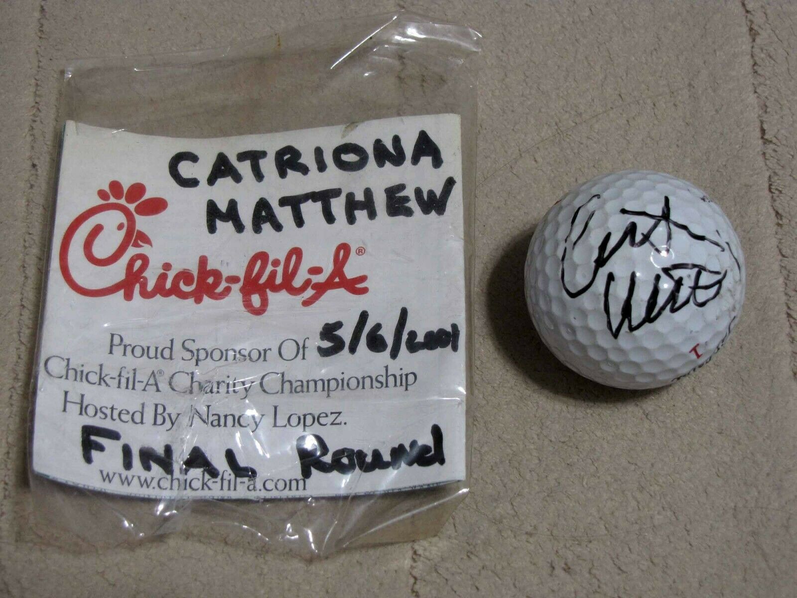 Catriona Matthew Signed Autographed Golf Ball 2001 Chick-fil-a Charity Lpga